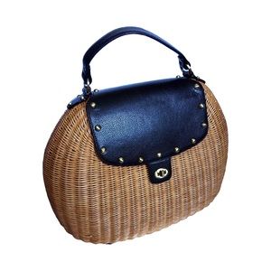 Tartan Wicker Basket Bag handmade by IPA Nima